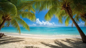 Barbados beach during winter sun holiday for UK residents.