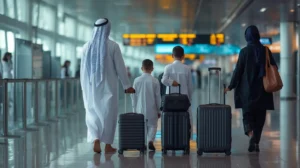 Family traveling from the UK for Umrah pilgrimage