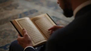 Muslim preparing spiritually before performing Umrah