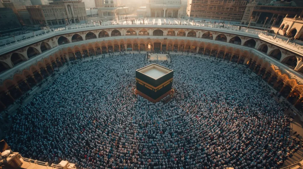 Aerial view of Makkah Haram with pilgrims 2026
