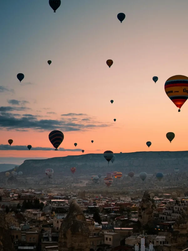Istanbul hot air balloon ride over Cappadocia landscape